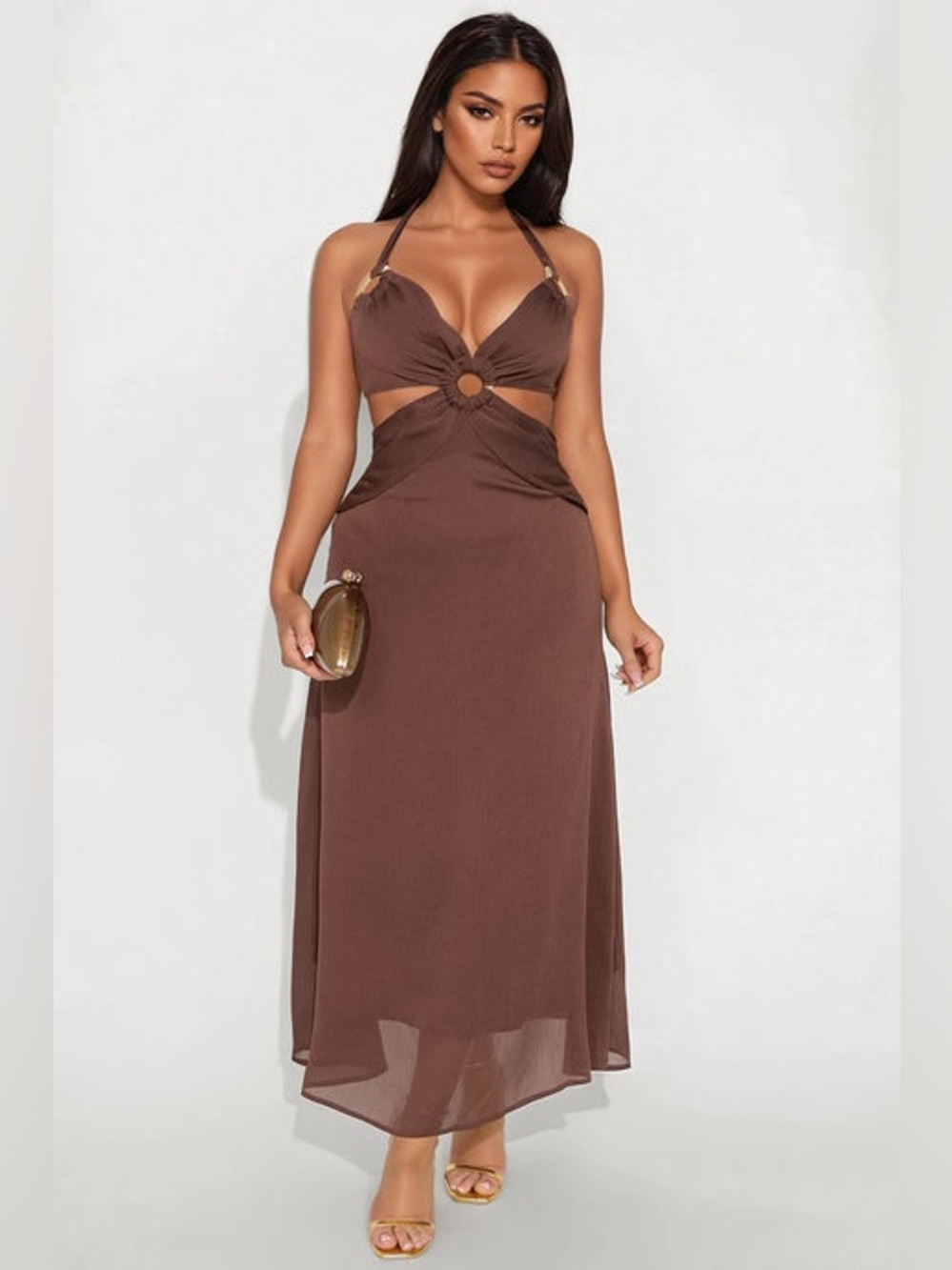 Fashion Nova Melissa Backless Halter Maxi Dress Size Medium